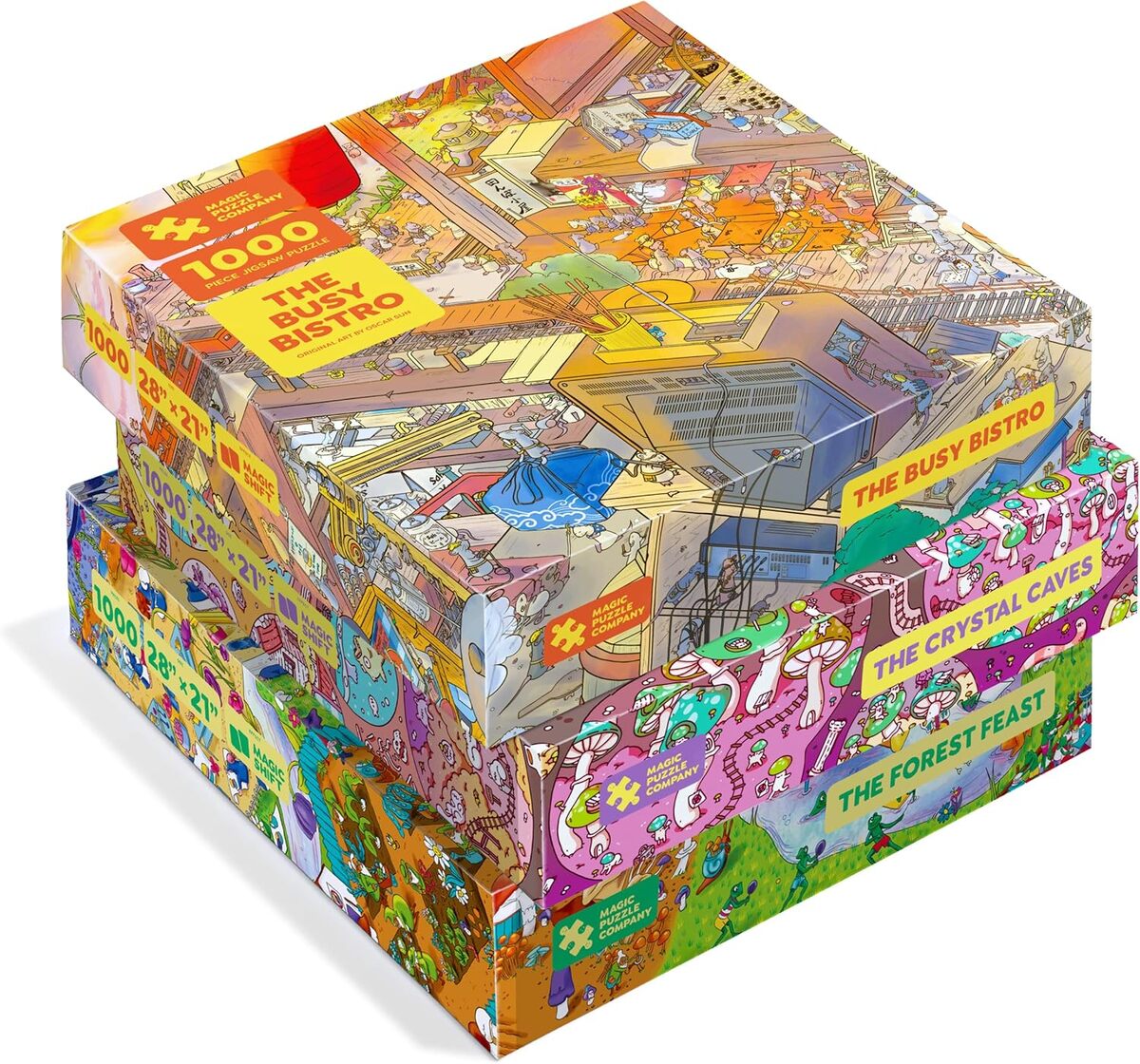 Test des puzzles Magic : bistro, grottes et forêt en 1000 pièces