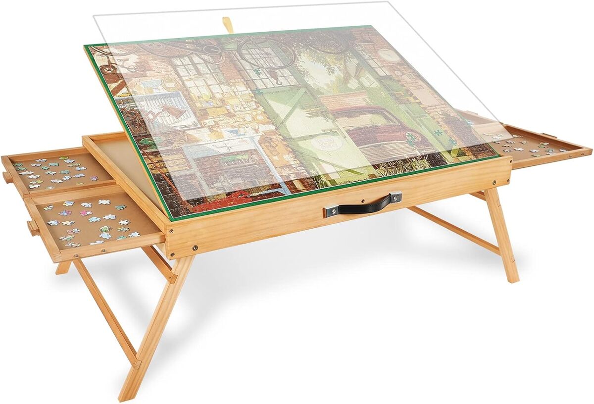 Test : table de puzzle portable avec tiroirs et angles réglables