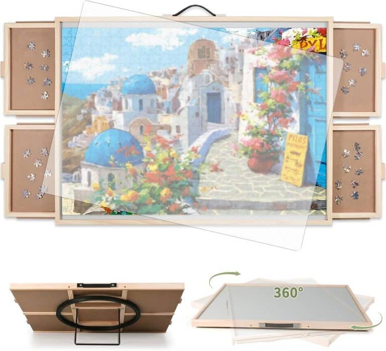 Planche à Puzzle Portable - 6 Compartiments De Tri + Support Inclinable 2 En 1 - Pour Puzzles 1000 Pièces - 4