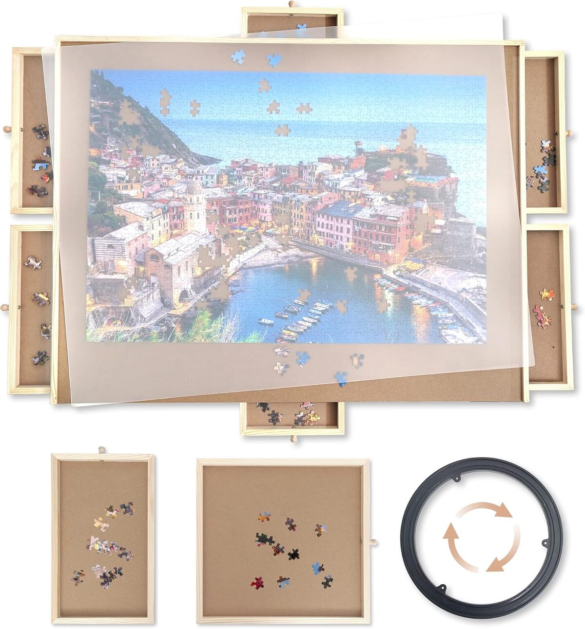 Test : planche de puzzle WOOD CITY, 1500 pièces et accessoires innovants