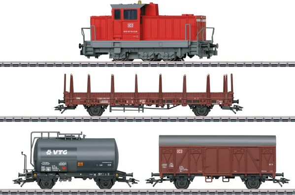 Märklin Modelleisenbahn 29469 - Locomotive Diesel avec Wagon et Wagon de Marchandises, Station Mobile et Connexion Automatique