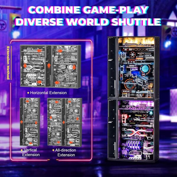 ROBOTIME Puzzle 3D Adulte Maquette a Construire Circuits de Billes, LED Obscurité Lumineuse, Dernière Ville et Futur Ville MRX01