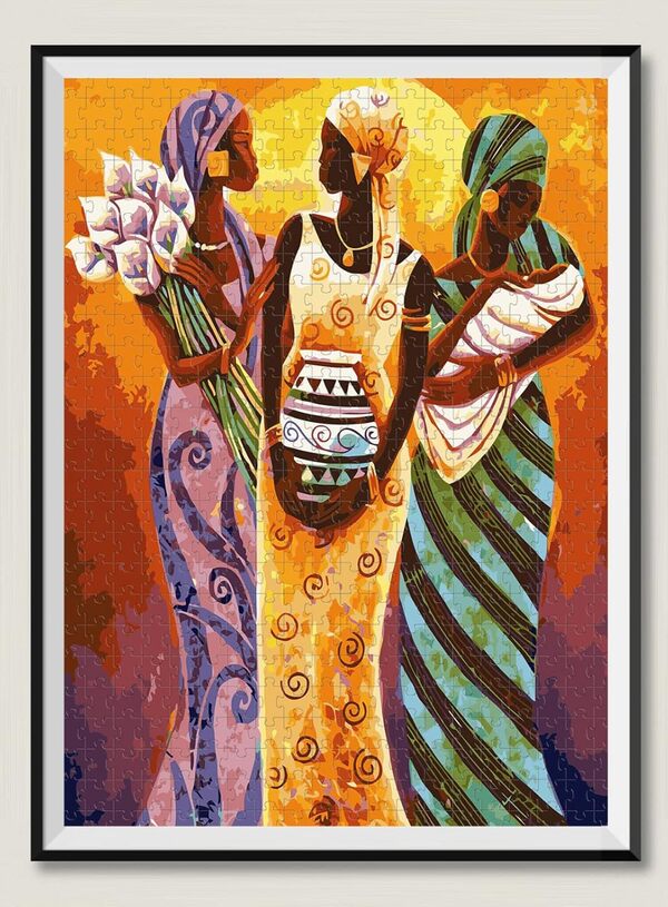 Puzzle 8000 pièces pour Adultes Art Africain Trois Femmes Puzzle idéal pour la Relaxation et la méditation Jeu éducatif