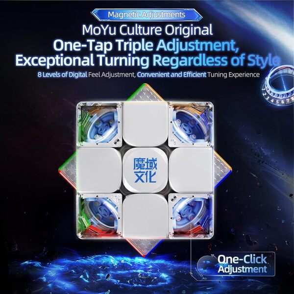 Moyu Super Weilong v2, Magnetic Magic Cube Stickerless 3x3 Maglev Easy Turn & Smooth Ball-Core Version Design Faster & Professional