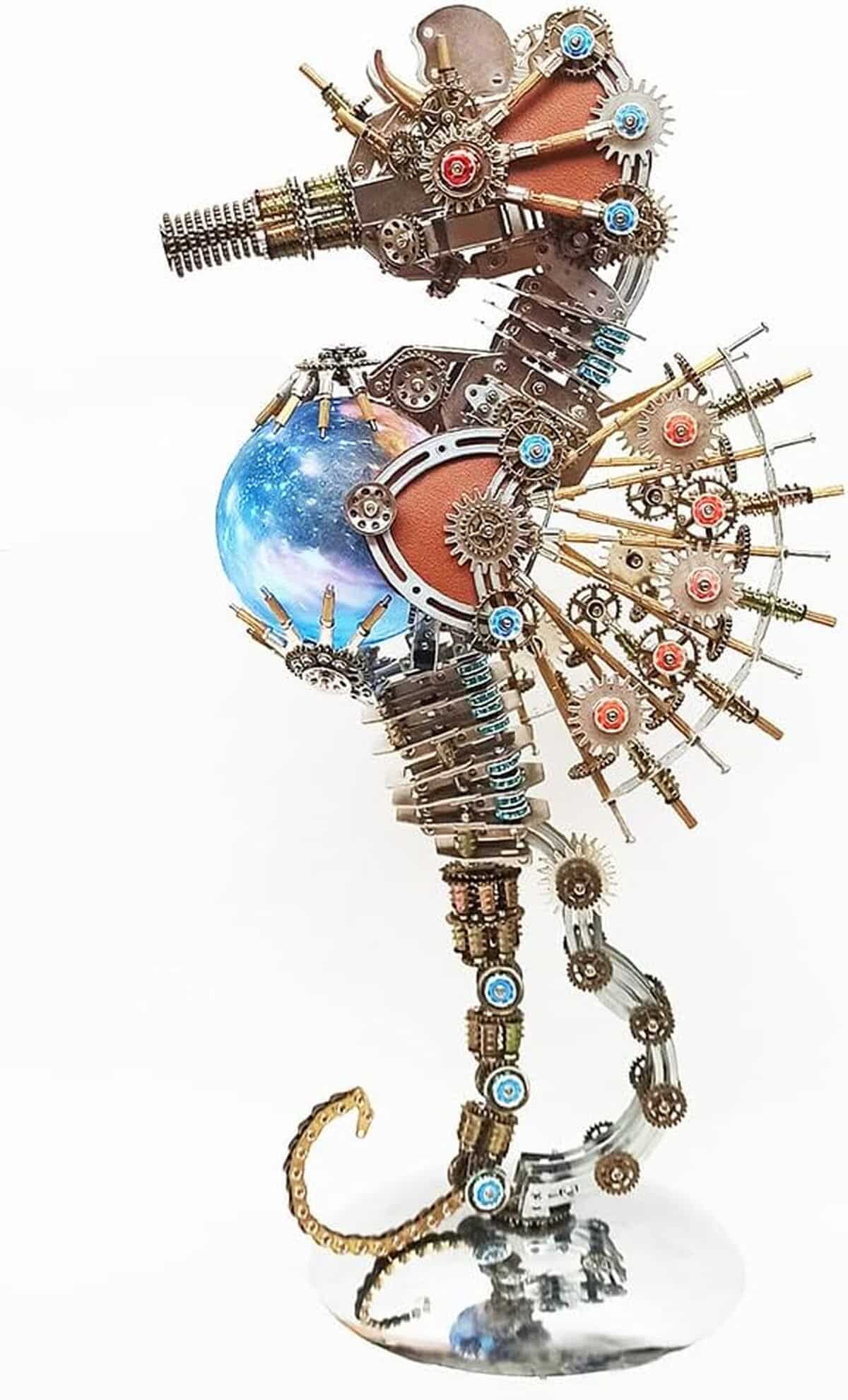Test du puzzle 3D en métal : modèle hippocampe avec lampe