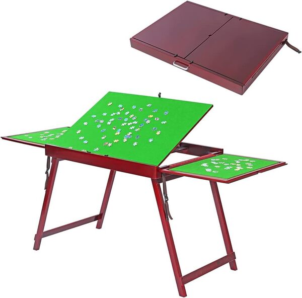 Table pliante en bois pour adultes et enfants, table pliante portable avec surface antidérapante, planche inclinable pour jeux ou cadeau pour les amateurs (1 000 pièces avec planches)