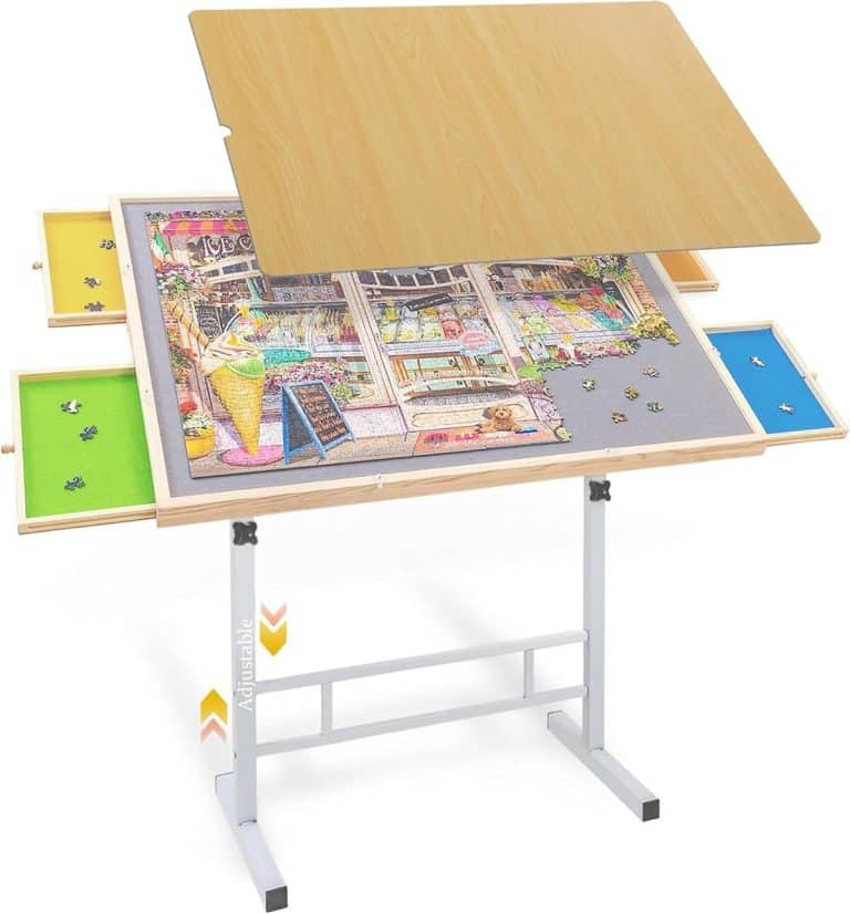 Becko US Table de puzzle avec tiroirs et couvercle, chevalet de puzzle