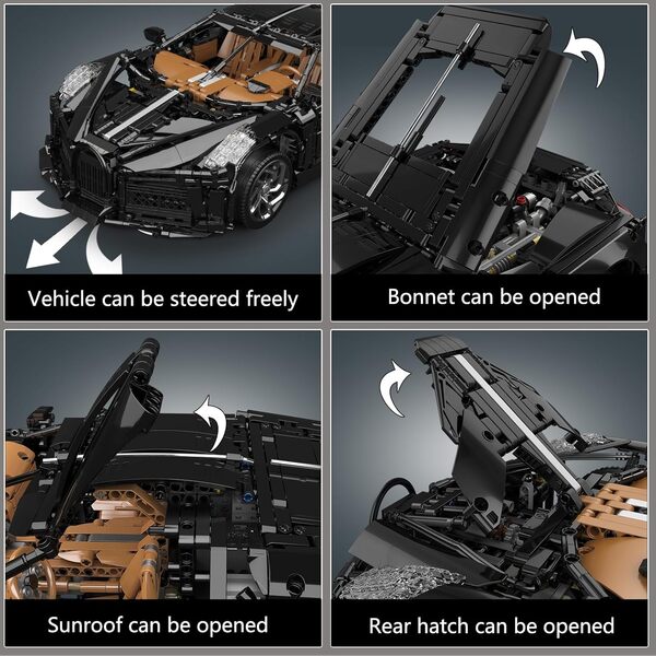 Mould King 13163 Technique Voiture de Sport en Briques Modèle réduit, 4688 pièces 1:8 Télécommandé Voiture réduit comme Cadeau et Jouet, télécommande et App Double Commande Jouet Automobile en kit