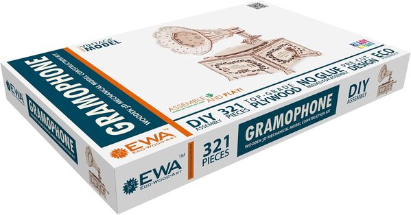 EWA Eco-Wood-Art - Plateau tournant mécanique Antique - Puzzle 3D mécanique en Bois - Puzzle pour Adultes et Adolescents - Assemblage sans Colle - 321 pièces