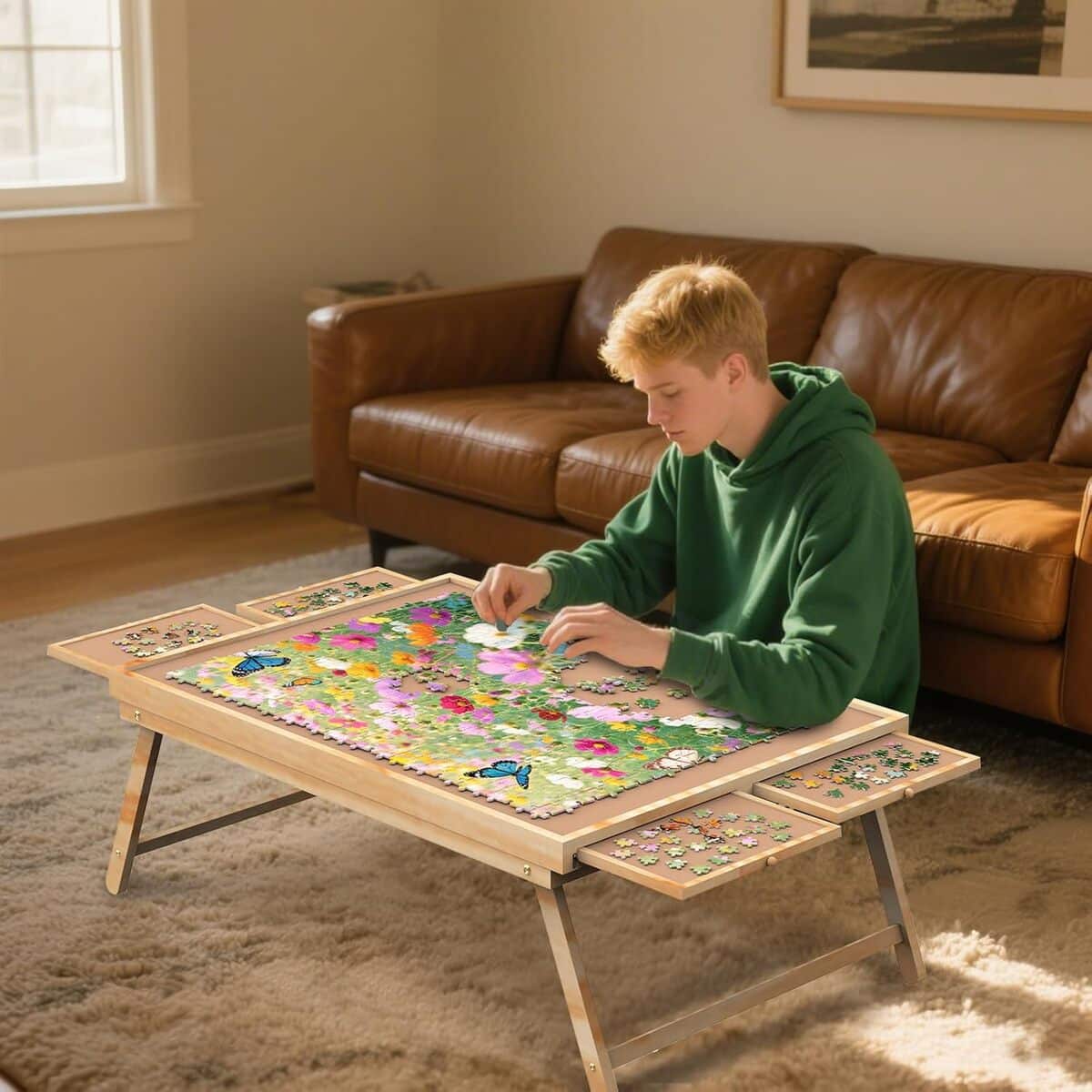 Test de la table de puzzle SkylarkJoy avec tiroirs