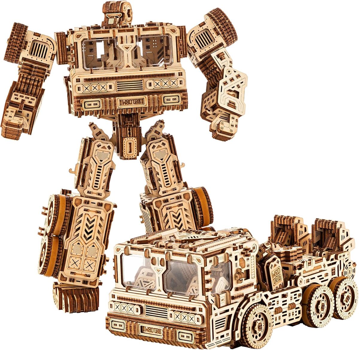 Test Wood Trick Timbertron : robot et camion puzzle 3D en bois