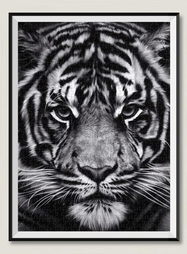 Puzzle Adulte 8000 pièces Tigre Noir et Blanc Difficile Jouet éducatif Anti-Stress pour Adultes et Enfants