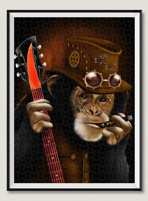 8000 pièces Jigsaw Puzzle Guitare Singe Puzzle Jouet en Bois Cadeau Décoration d'intérieur