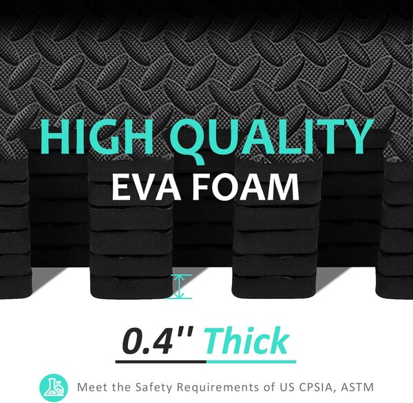 BEAUTYOVO Tapis d'exercice puzzle avec 12/24 carreaux emboîtables en mousse EVA, 61 x 61 cm, tapis de sol de protection emboîtables pour équipement de gym