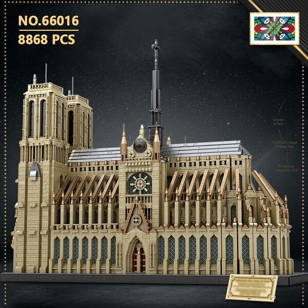 MISINI 66016 Kit de construction Notre-Dame de Paris, 8868 pièces, grande architecture, kit de modèle de construction de renommée mondiale pour adultes, modèle d'exposition à collectionner