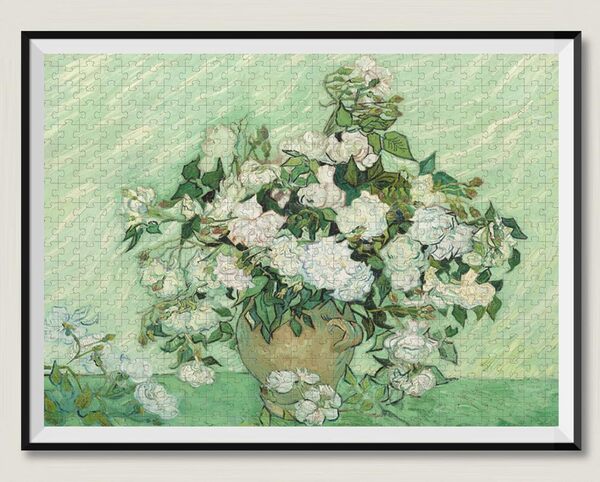 Puzzle Adulte 8000 Pièces Van Gogh Rose Blanche pour Le Développement Intellectuel des Enfants