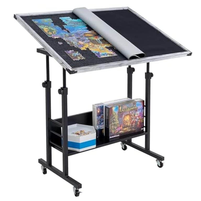 Becko US Planche de puzzle pliable et inclinable de 2000 pièces avec 6 tiroirs et couvercle Becko US Planche de puzzle pliable et inclinable de 2000 pièces avec 6 tiroirs et couvercle