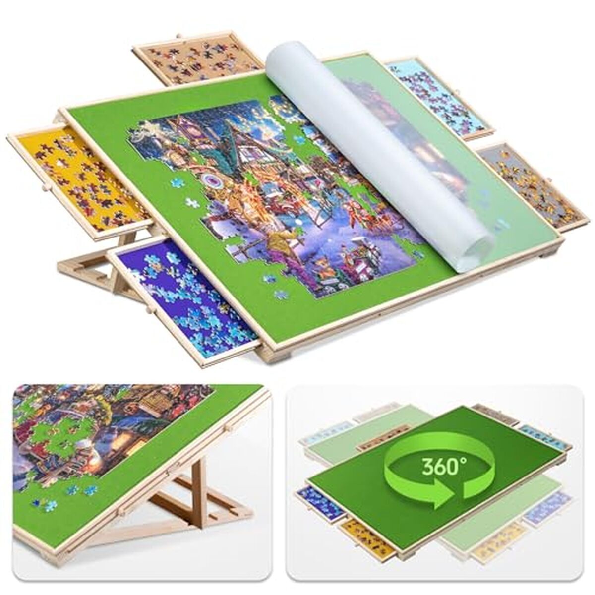 Test Tektalk : planche de puzzle inclinable avec 5 tiroirs