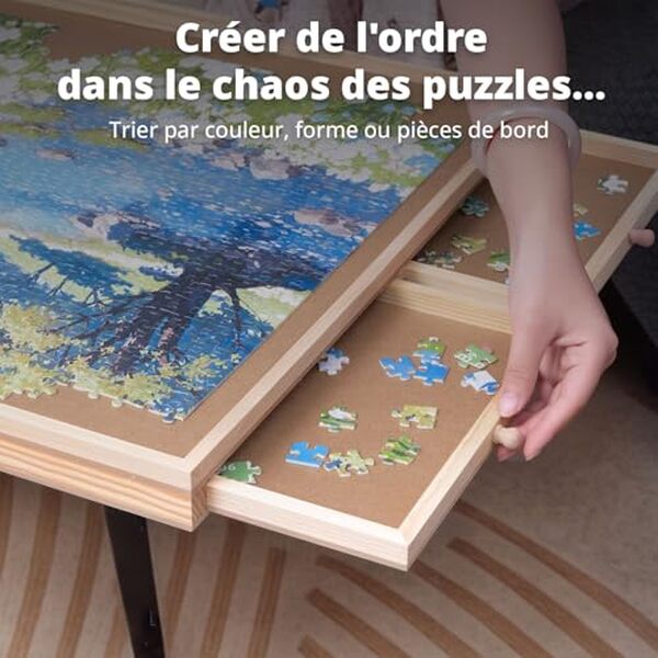 Découvrez le plateau puzzle Flinq : une solution astucieuse avec 6 tiroirs et bacs de tri pour booster votre organisation et votre créativité. Un indispensable pour les amateurs de puzzles exigeants en rangement.