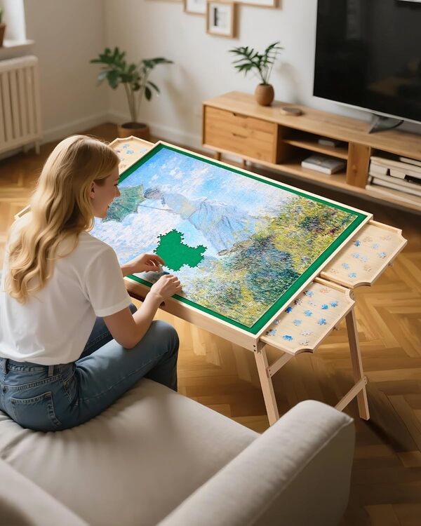 Découvrez la table de puzzle Vevor 1500 pièces : fonctionnalités pliables, surface inclinable et avis détaillé pour organiser vos moments de détente créative.