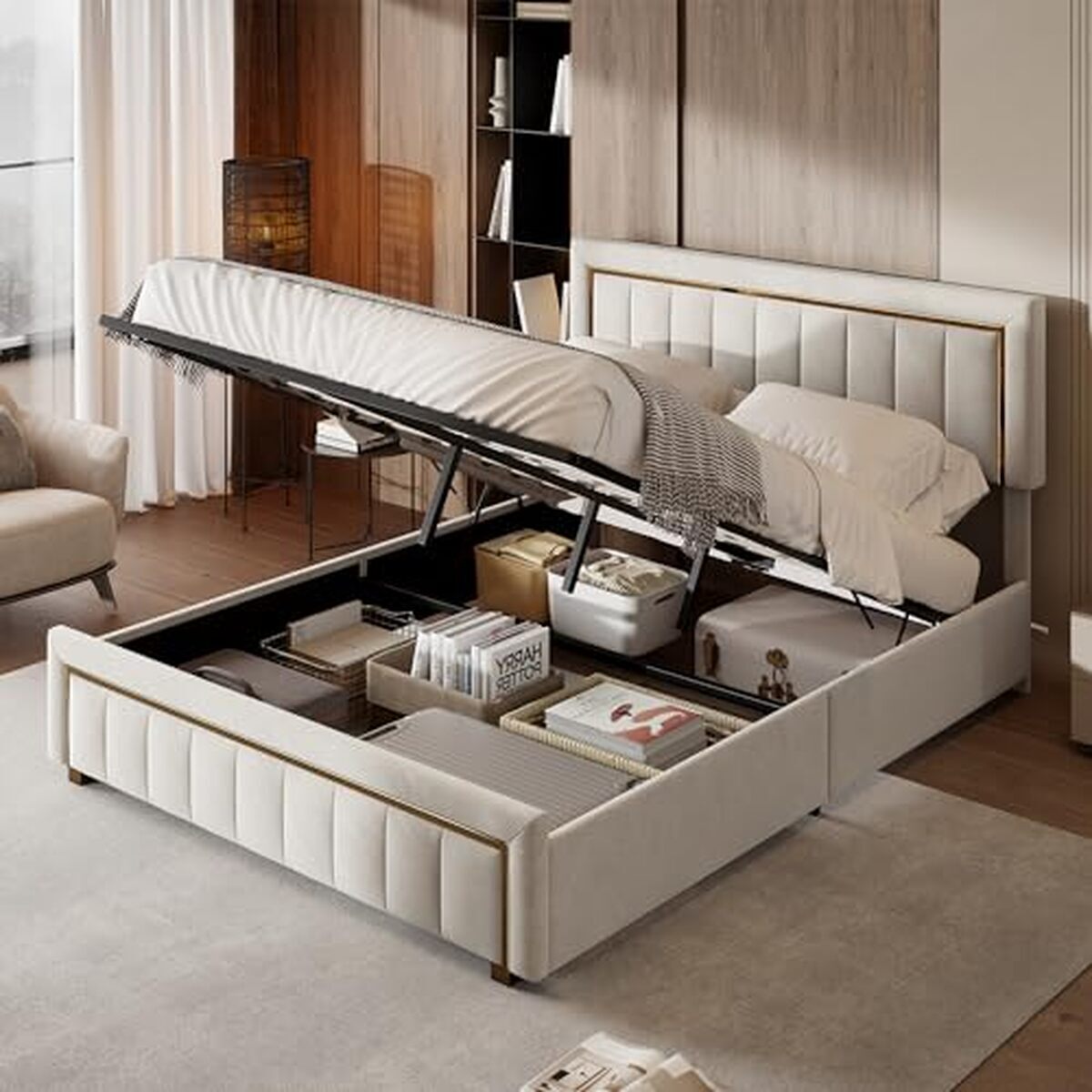 Avis sur le lit coffre NMCXO 140x200 : design moderne et rangement pratique