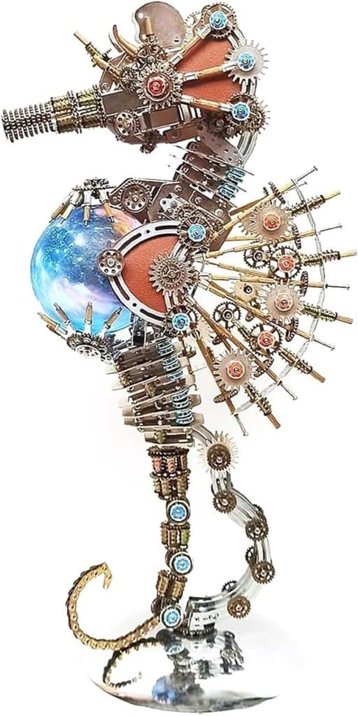 Test des mini maquettes hippocampe steampunk 3D en métal