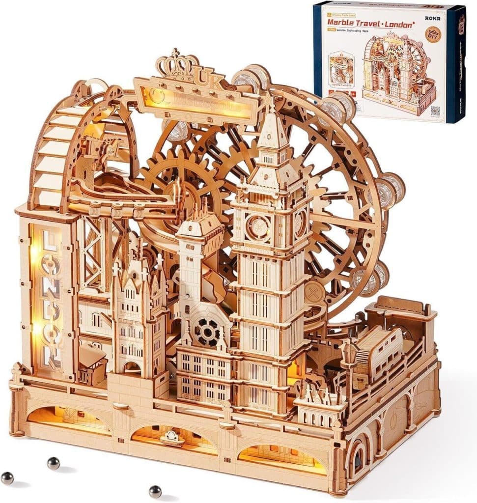 Test du puzzle ROKR Marble Travel London : circuit à billes 3D lumineux