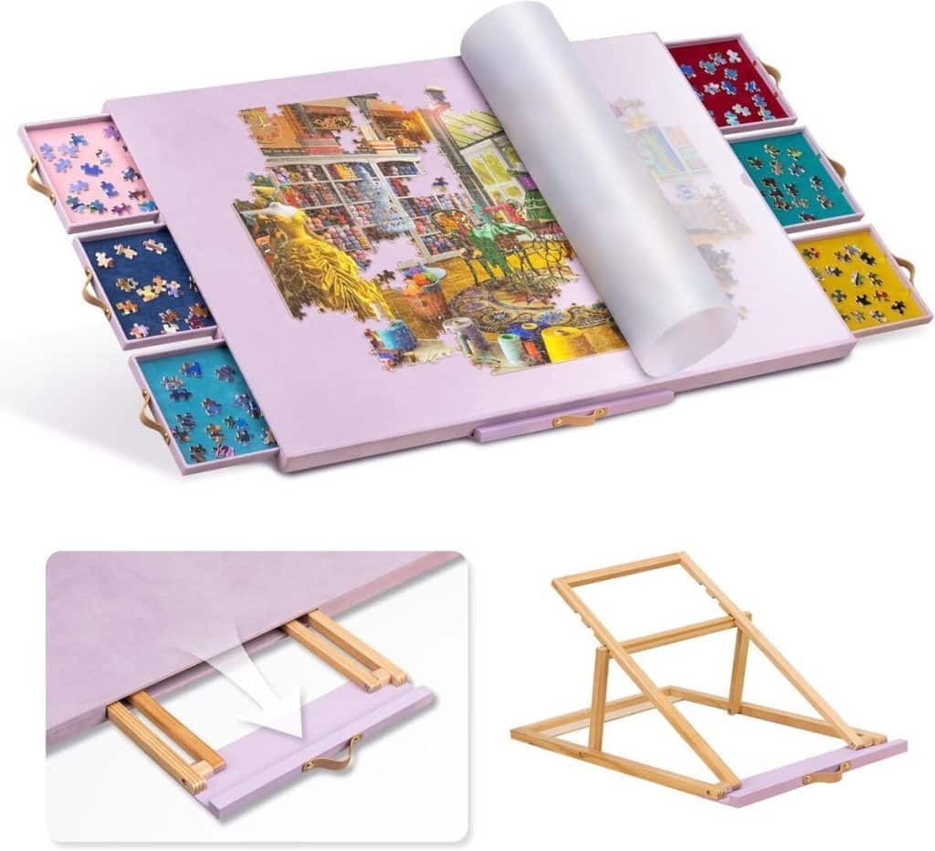 Test du support de table puzzle Jigpal avec inclinaison et boîtes de tri