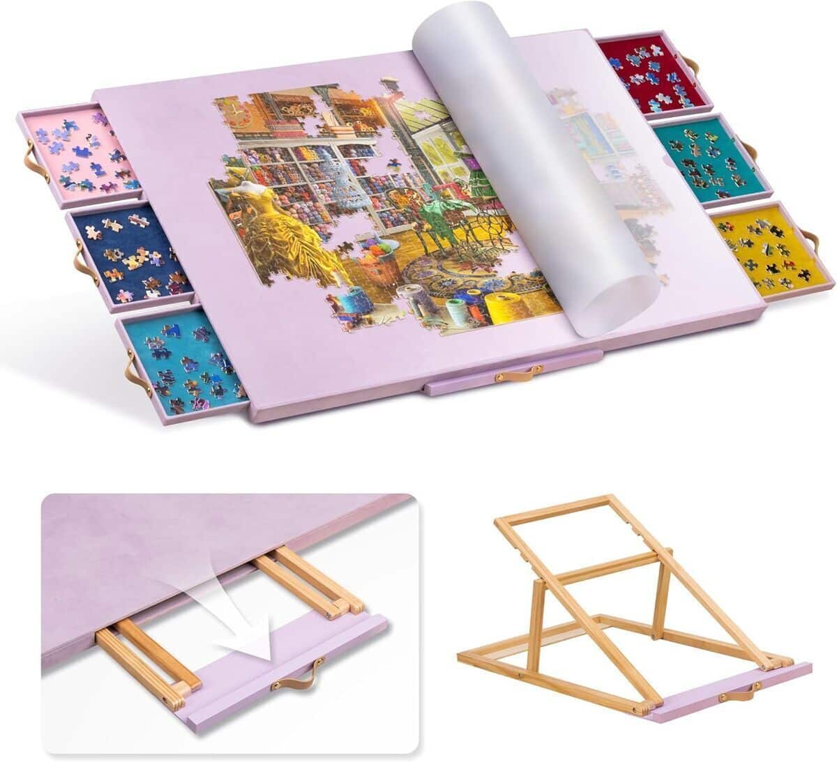 Test du support de table puzzle Jigpal avec inclinaison et boîtes de tri