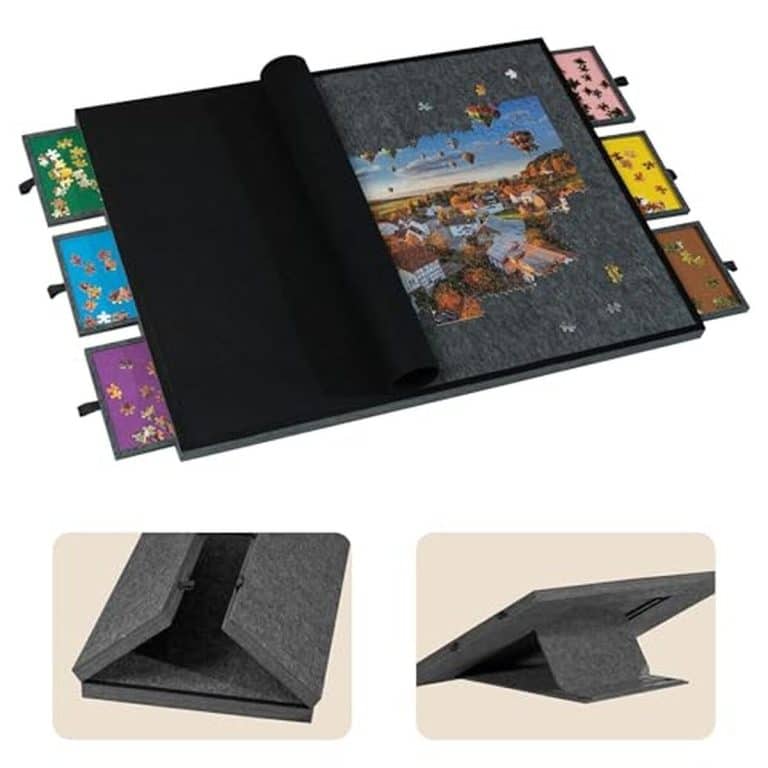 Planche De Puzzle Tektalk Avec Housse Anti-poussière – 78x53 Cm, Antidérapant, Jusqu'à 1500 Pièces, Gris